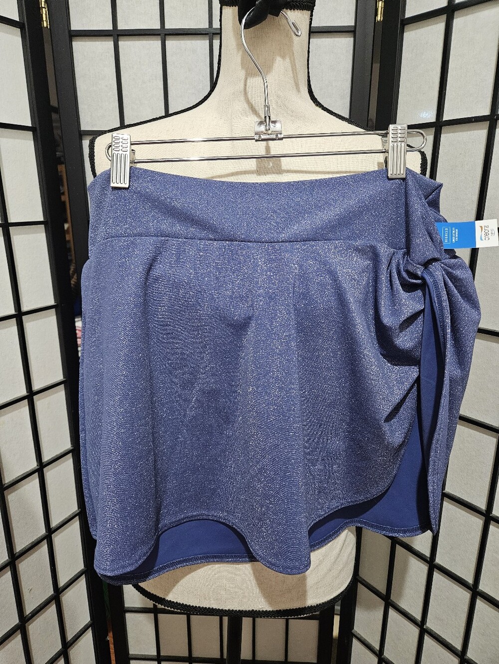 NWT Land's End Sparkly Blue Bathing Suit Skirt Cover -Up 1X